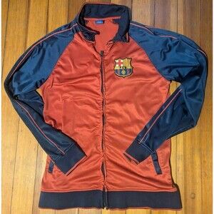 FC Barcelona FCB Large Jacket Zip-up Warm-up Mock Neck Size L Vintage